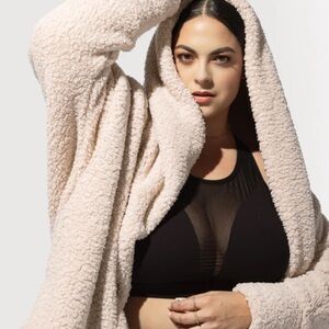 Popflex Faux Sherpa Cocoon Coat - Taupe
